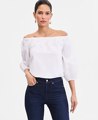 I.n.c. International Concepts Women's Floral Lace Off-The-Shoulder Blouse, Macy's Exclusive