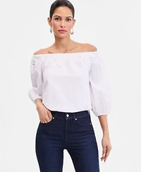 I.N.C. International Concepts Womens Floral Lace Off The Shoulder Blouse Macys Exclusive