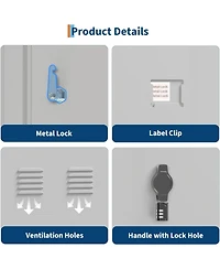 gaomon 71" Metal Locker Cabinet with Hanging Rod and Shelves, Heavy Duty Steel Storage for Office or Gym