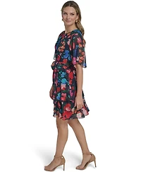 Jessica Howard Petite Jewel Neck Double-Tiered Dress