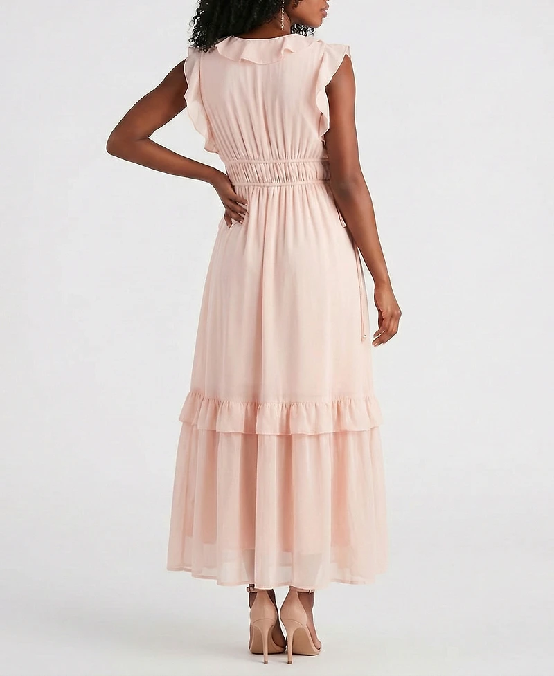 Taylor Women's Ruffle Detail V-Neck Dress