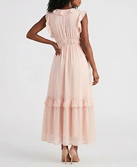 Taylor Women's Ruffle Detail V-Neck Dress