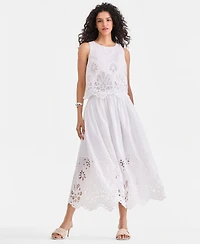 I.n.c. International Concepts Women's Cotton Eyelet Lace Midi Skirt, Macy's Exclusive