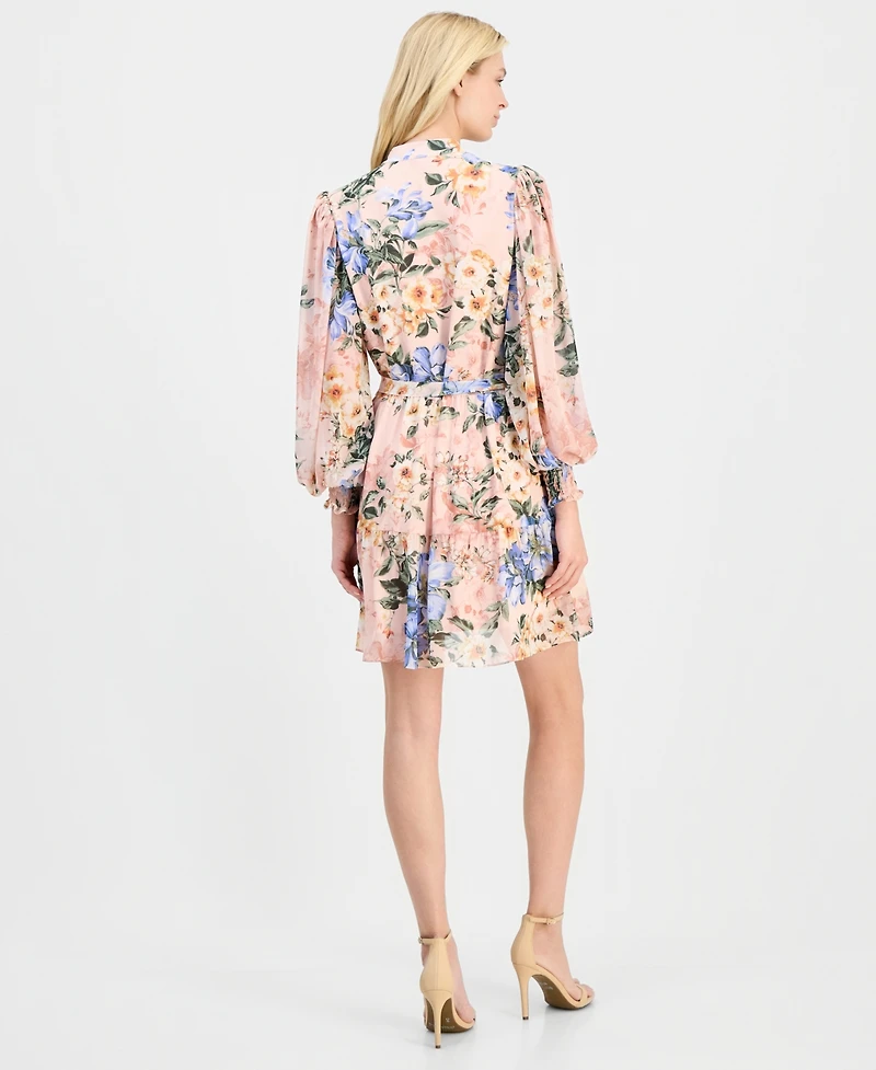 Robbie Bee Women's Belted Tiered Dress