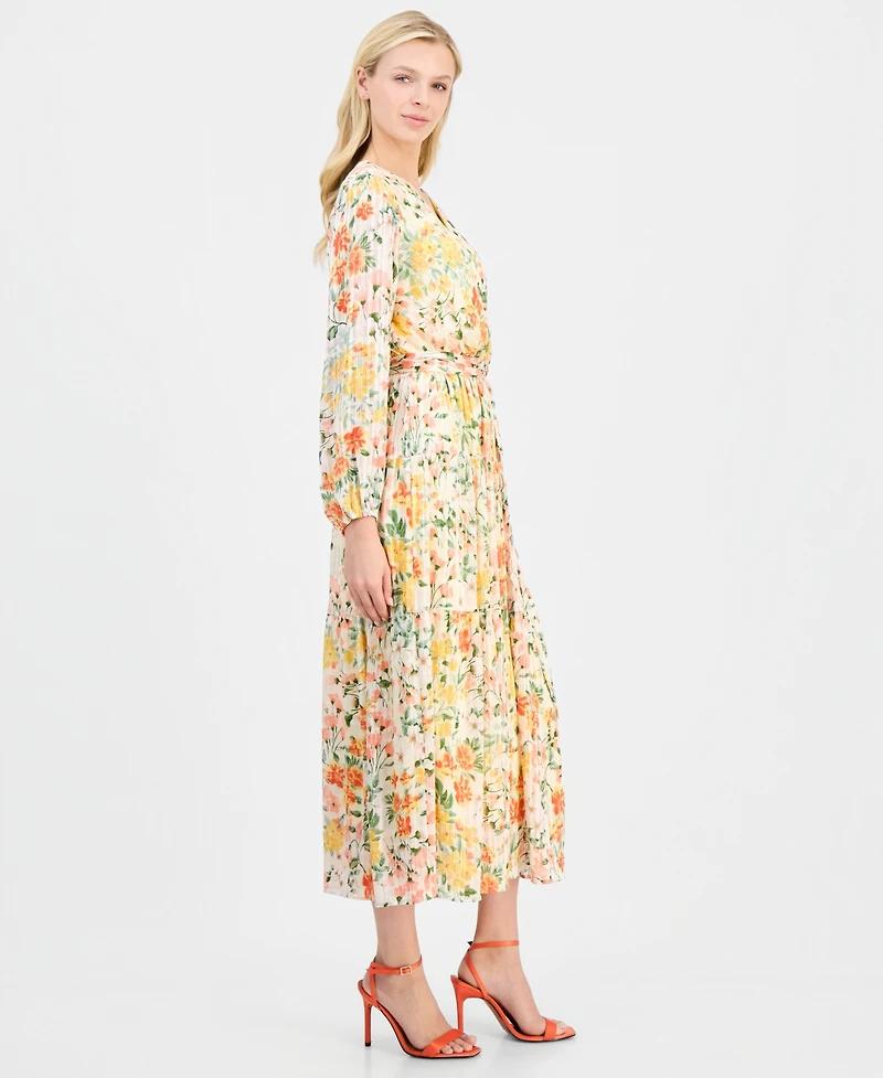 Robbie Bee Women's Pleated Tiered Dress