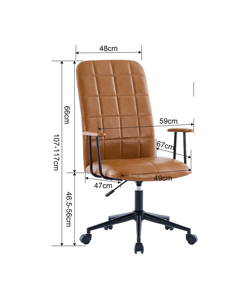 Streamdale Furniture Antique brown Pu leather office chair with armrest, high backrest, swivel