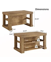 Tribesigns Bar Table, 55-Inch Counter Height Pub Table with Storage Shelves, High Top Kitchen Dining Table, Rectangle Wood Home Bar Unit