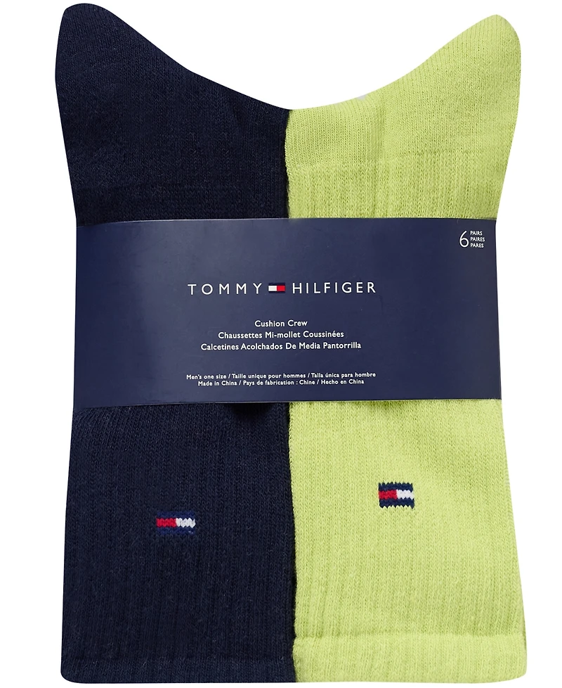 Tommy Hilfiger Men's Cushion Sole Sports Crew Socks, 6-Pack