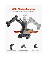 Slickblue Remote Control Excavator Toy, 11 Channel, 1:14 Scale Remote Control Digger Toy, Rc Excavator with Lights & Sound