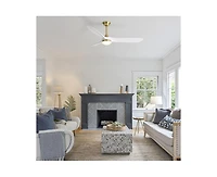 Sofucor 60-inch Modern Gold 3-blade Ceiling Fan Light With Remote Control Supports Mobile Phone Connection And Voice Function