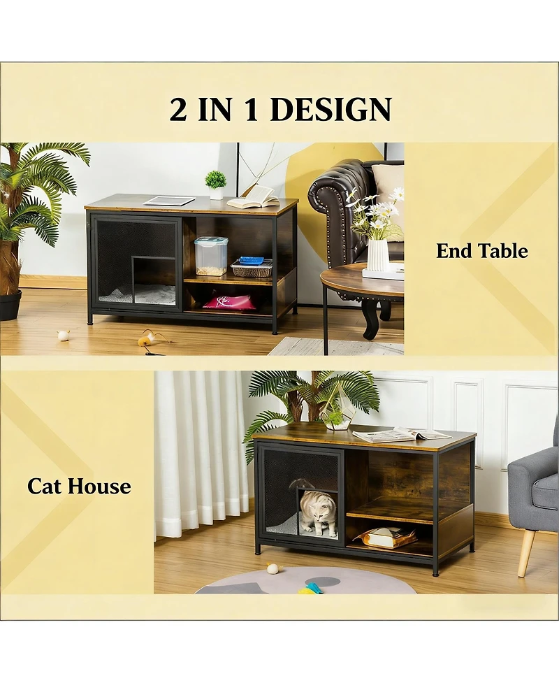 Zeus & Ruta End Table Cat House Wooden Cat House