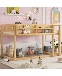 Streamdale Furniture Low Twin Over Twin Bunk Bed with Ladder, Solid Wood for Kids & Juniors
