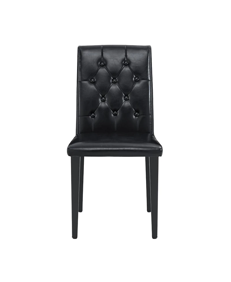 Streamdale Elegant Pu Dining Chair with Ergonomic Buckle Backrest