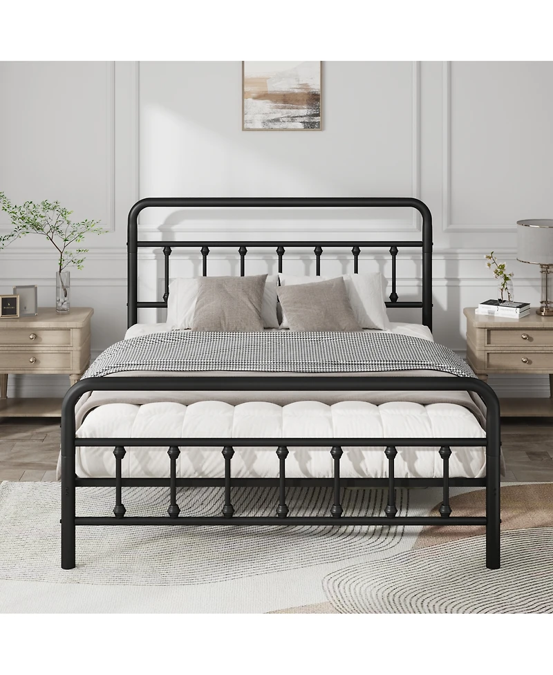 Streamdale Furniture Metal Bed Frame, Full Size, Headboard, Under Bed Storage