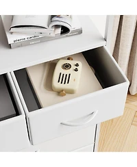 gaomon 5-Drawer Tall Dresser for Bedroom, Storage Organizer with Fabric Bins, Wood Top and Steel Frame