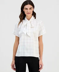 Kasper Women's Printed Satin Sleeveless Tie Blouse