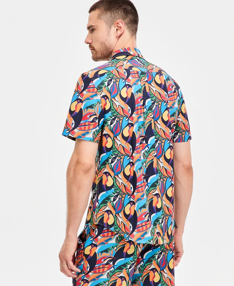 Paisley & Gray Men's Toucan Printed Button-Down Swim Shirt
