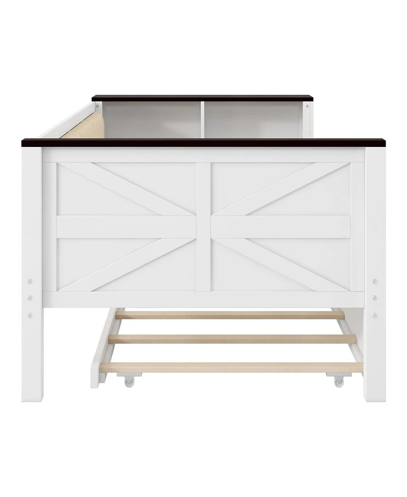 Streamdale Furniture Twin Size Wood Daybed with Storage, Usb, and Trundle