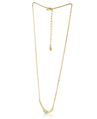 And Now This Cubic Zirconia Curved Bar Necklace
