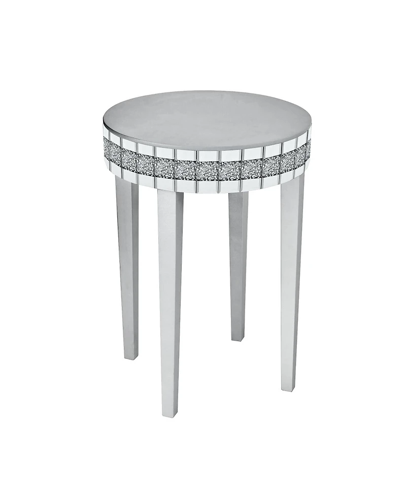 Streamdale Furniture Artisanal Round Mirror Breakfast Table with Diamond-Cut Pedestal