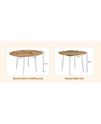 Streamdale Furniture Retractable Wood Grain Mdf Tabletop with Silver Metal Legs