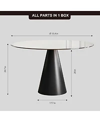 Streamdale 35" Round Glass Dining Table with Carbon Steel Legs (Seats 2-4)