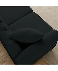 Streamdale Furniture Velvet Chesterfield Sofa with Rolled Arms & Nailhead Trim