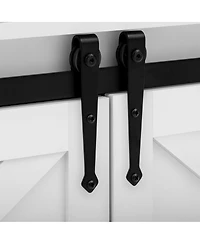 Streamdale Furniture 59.3" Farmhouse Barn Door Sideboard with Mesh Panels and Open Storage