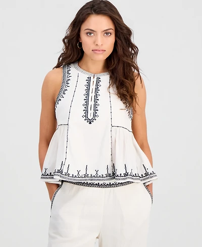 And Now This Petite Embroidered-Trim Tank Top, Macy's Exclusive