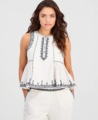 And Now This Petite Embroidered-Trim Tank Top, Macy's Exclusive
