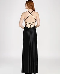 Morgan & Company Juniors' Glitter Knit Ball Gown, Regular Plus