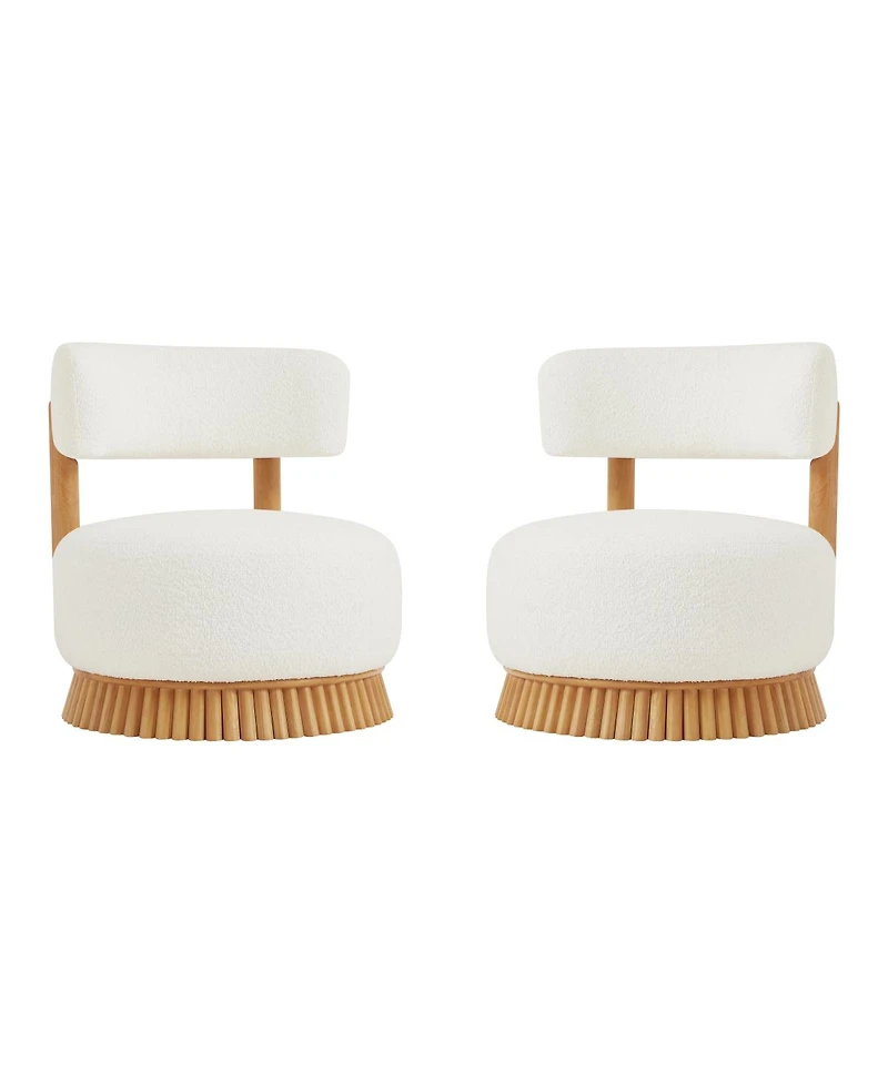 Streamdale Furniture Modern Farmhouse Armless Chair Set of 2, Wooden Base, Cozy Upholstered Chair