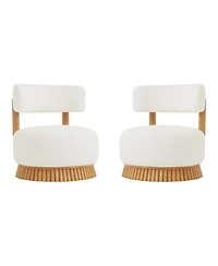 Streamdale Furniture Modern Farmhouse Armless Chair Set of 2, Wooden Base, Cozy Upholstered Chair