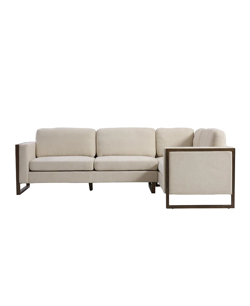 Streamdale Furniture L-Shaped Sectional Sofa - Modern Beige Fabric with Walnut Legs