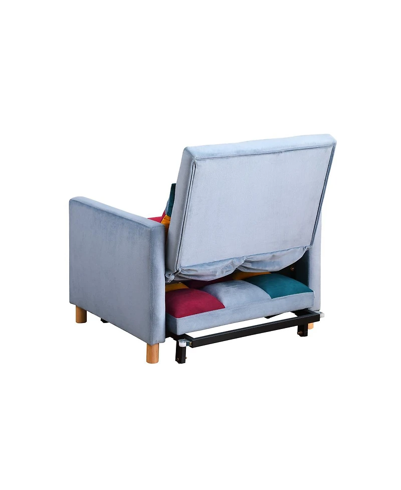 Streamdale Furniture Convertible Sleeper Sofa Chair Bed with Pillow, Velvet Fabric