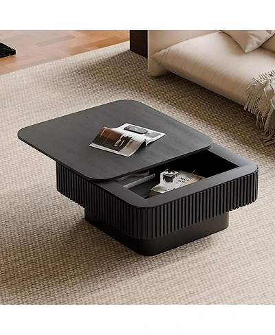 Streamdale Furniture Solid Wood Veneer Storage Coffee Table for Living Room