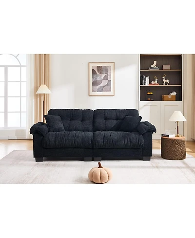 Streamdale Furniture Casual 3-seater chenille pleated sofa Black
