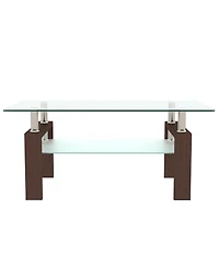 Streamdale Furniture Rectangle Glass Coffee Table, Clear, Modern Side Center Table