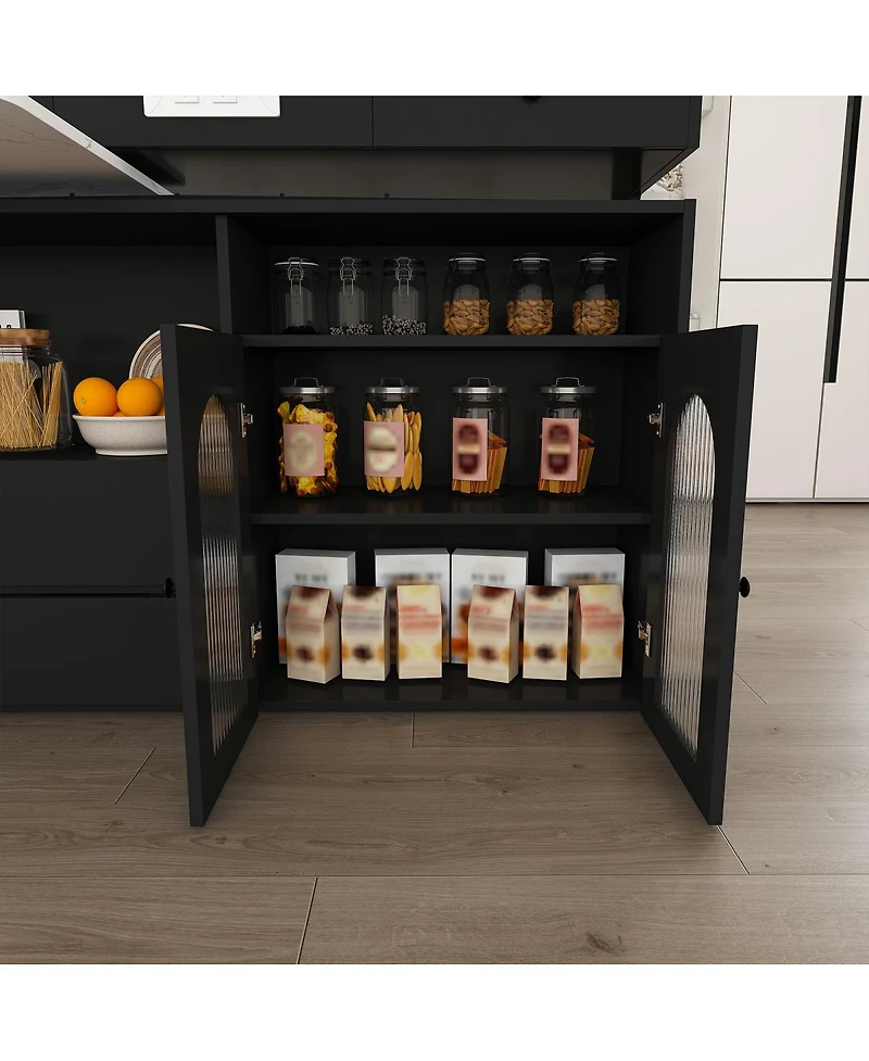 Streamdale Furniture Kitchen Island Set with 4 Chairs, Extendable & Rotating Table, Mdf Marble Veneer