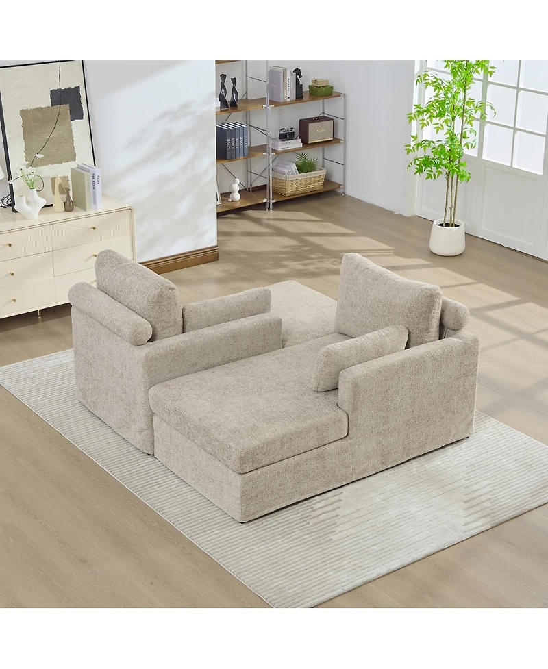 Streamdale Furniture 63.39" Wide Chenille Sofa Bed with Cushions & Metal Legs