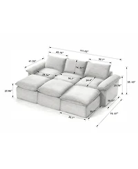 Streamdale Furniture Modern corduroy cloud sofa, freely combined, comfortable sitting experience
