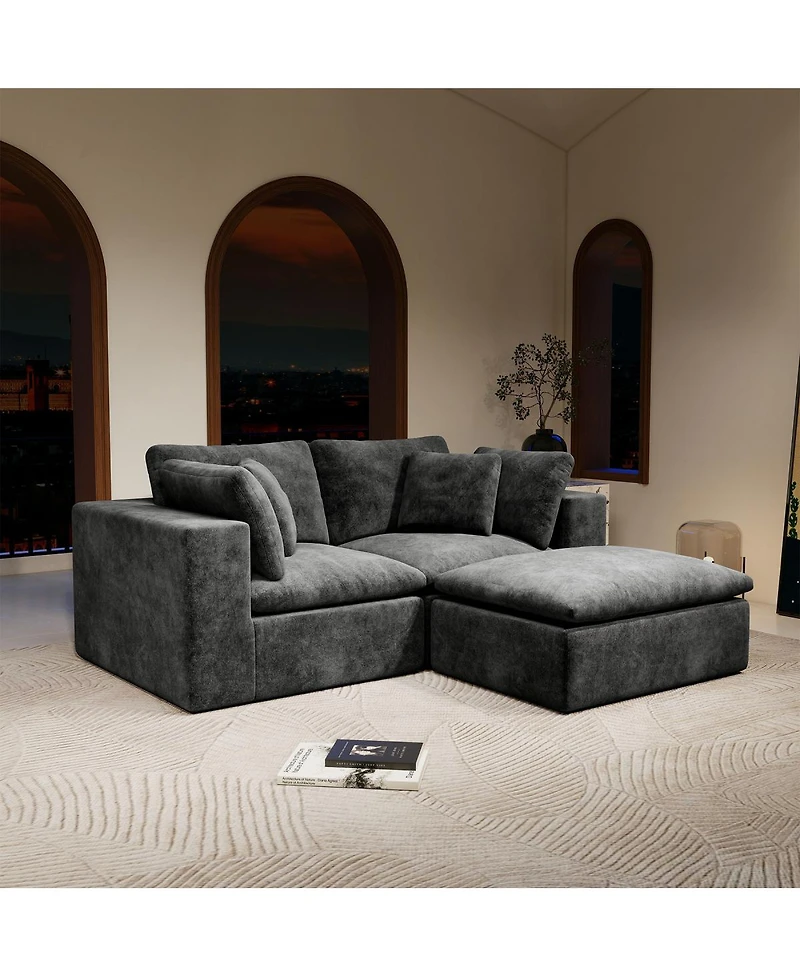 Streamdale Furniture Modular Sectional Sofa, Upholstered Couch, 3PC Free Combination, Gray