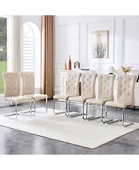 Streamdale Furniture Set of Retro Alligator Upholstered Dining Chairs with Crystal Buckle & Faux Leather