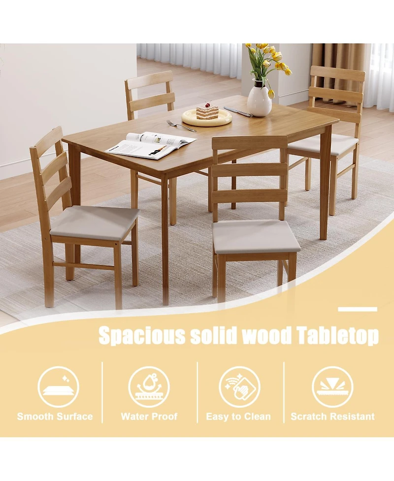 Streamdale Furniture Solid wood dining set: 5 pieces, 1 table + 4 chairs