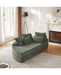 Streamdale Furniture 78.5-Inch Corduroy Semi-Circular 2-in-1 Sofa Bed with Neck Pillow & 5 Throw Pillows