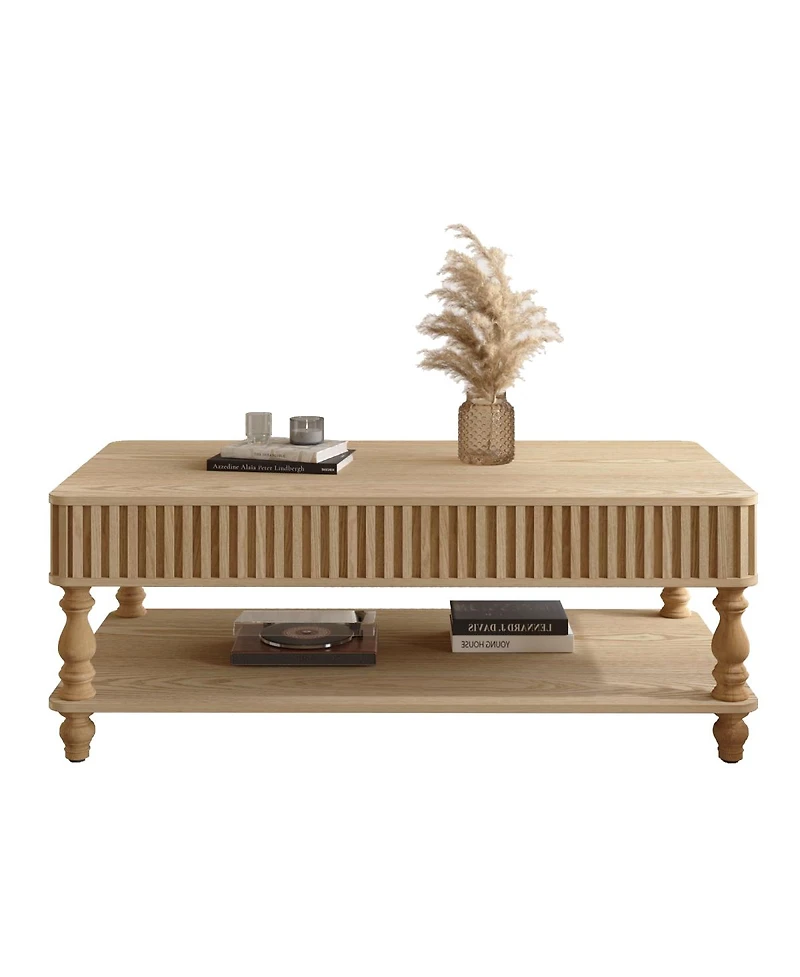 Streamdale Furniture Lift Top Fluted Coffee Table with Hidden Storage, Roman Column Legs