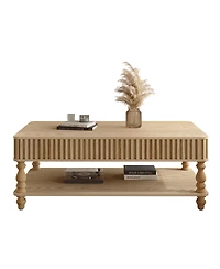 Streamdale Furniture Lift Top Fluted Coffee Table with Hidden Storage, Roman Column Legs