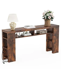 Streamdale Furniture 180cm Super Long Desk with 2AC+2USB+1TC Socket and 5 Shelves
