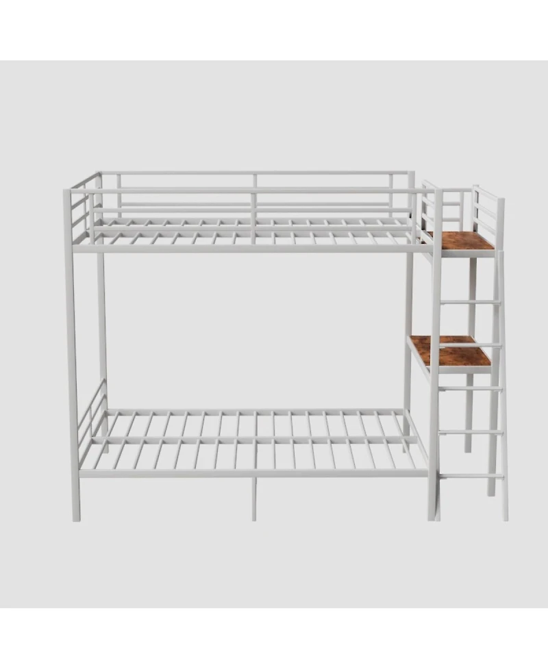Streamdale Furniture White full size bunk bed with Led light and charging socket