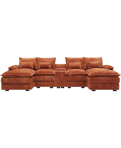 Streamdale Furniture 120" 5-piece U-shaped sofa w/ console, Usb ports & 4 pillows